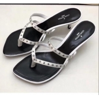 Discount Louis Vuitton Satin and Calfskin Citizen Thong Sandal LV0649 White 2020