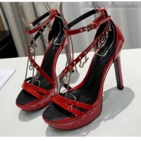 Imitation Louis Vuitton Patent Leather Melody Platform Sandal LV0655 Red 2020