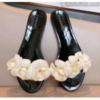 Buy Inexpensive Chanel TPU Camellia Slipper Sandals CC1303 Black/Beige 2020