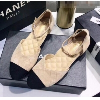 Cheap Chanel Mary Janes Ballerina in Suede Calfskin & Grosgrain G36048 Beige 2020