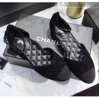 Classic Chanel Mary Janes Ballerina in Suede Calfskin & Grosgrain G36048 Black 2020