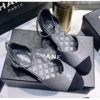 Inexpensive Chanel Mary Janes Ballerina in Calfskin & Grosgrain G36048 Grey 2020