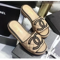 Low Cost Chanel Quilting Lambskin Mules Sandals G35903 Apricot 2020