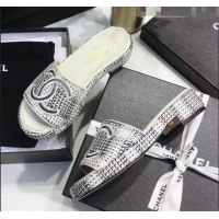 Affordable Price Chanel Check Tweed Mules Sandals G35903 White/Black 2020