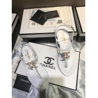 High Quality Chanel Chain Around Thong Sandals G333617 White