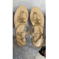 Shop Discount Chanel Chain CC Logo Thong Sandals G34263 Apricot