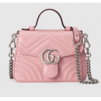 Low Price Gucci GG Marmont mini top handle bag 547260 pink