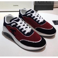 Low Cost Chanel Terry-cloth & Goatskin Classic Sneaker C52046 Deep Red/Black 2020