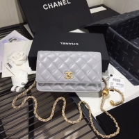 Best Quality Chanel Original Small classic Sheepskin flap bag AS33814 light grey