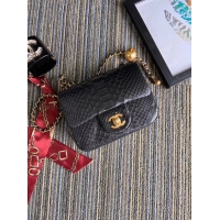 Top Quality Chanel Original Small Snake skin flap bag AS1115 black