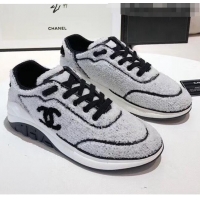 Affordable Price Chanel Terry-cloth & Goatskin Classic Sneaker G02049 Grey 2020