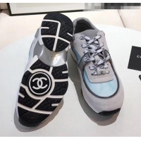 Low Price Chanel Calfskin Suede & Fabric Classic Sneaker G02057 Light Blue 2020(For Women and Men)