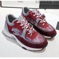 Top Design Chanel Calfskin Suede & Fabric Classic Sneaker G02059 Burgundy 2020(For Women and Men)