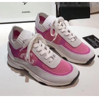 Reasonable Price Chanel Calfskin Fabric & Suede Sneaker G36258 White/Pink 2020