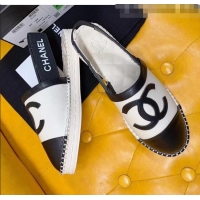 Popular Style Chanel Lambskin Espadrilles Mules Sandals G52113 White/Black 2020