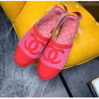 Buy Luxury Chanel Lambskin Espadrilles Mules Sandals G52113 Pink/Red 2020