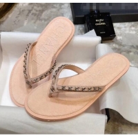 Good Quality Chanel Denim Chain Flip Flops Sandals G52118 Pink 2020