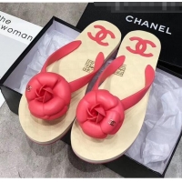 Discount Chanel Rubber Camellia Thong Slides Sandals G02125 Hot Pink 2020