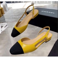 Popular Style Chanel Lambskin & Grosgrain Flat Slingbacks Ballerina G31319 Ginger/Black 2020