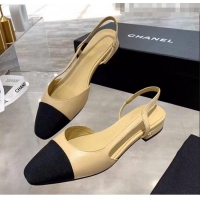 Buy Cheap Chanel Lambskin & Grosgrain Flat Slingbacks Ballerina G31319 Nude/Black 2020