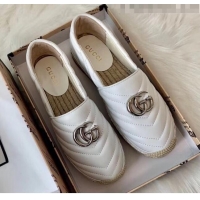 Good Product Gucci Matelassé Chevron Leather Espadrille 628086 White 2020