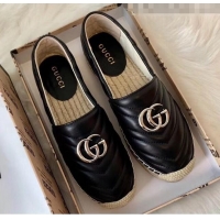 Promotional Gucci Matelassé Chevron Leather Espadrille 628086 Black 2020