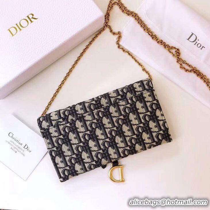 Classic Dior SADDLE DENIM CANVAS Chain Clutch bag S5614 dark blue