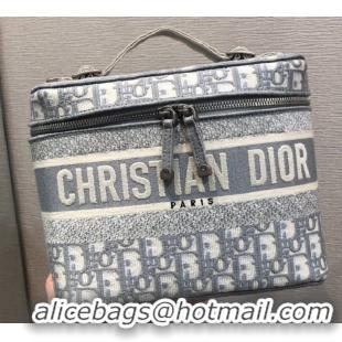 New Design Dior Vanity Case Bag in Oblique Embroidery CD1614 Gray