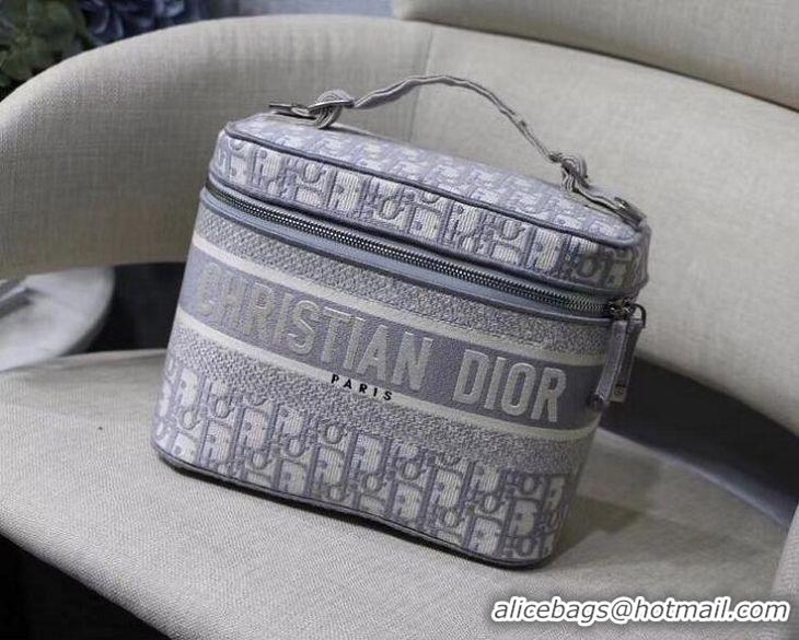 New Design Dior Vanity Case Bag in Oblique Embroidery CD1614 Gray