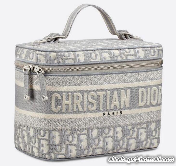 New Design Dior Vanity Case Bag in Oblique Embroidery CD1614 Gray