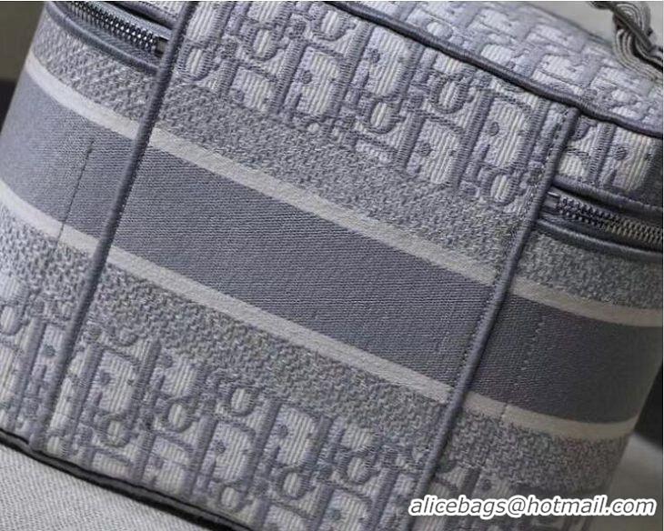 New Design Dior Vanity Case Bag in Oblique Embroidery CD1614 Gray