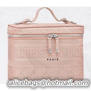 Best Quality Dior Travel Vanity Case In Cannage Canvas CD1615 Pink