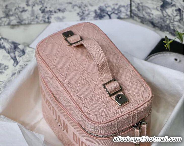 Best Quality Dior Travel Vanity Case In Cannage Canvas CD1615 Pink