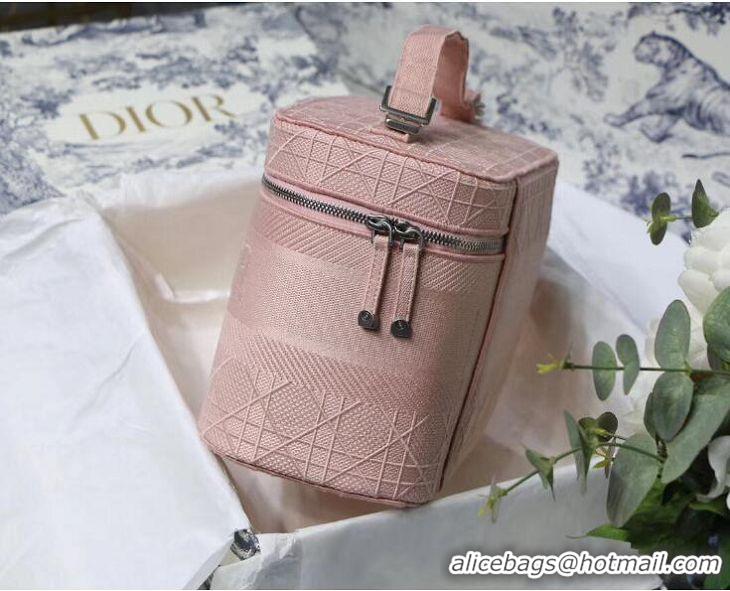 Best Quality Dior Travel Vanity Case In Cannage Canvas CD1615 Pink