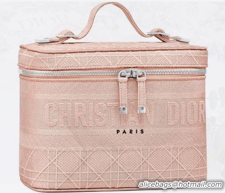 Best Quality Dior Travel Vanity Case In Cannage Canvas CD1615 Pink