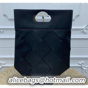 Top Quality Bottega Veneta Small Cabat Shopping Tote in Maxi Woven Leather BV91019 Black