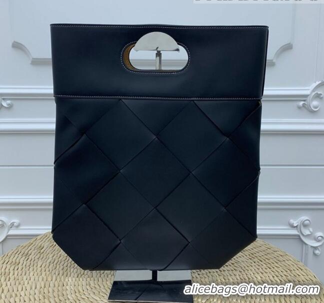 Top Quality Bottega Veneta Small Cabat Shopping Tote in Maxi Woven Leather BV91019 Black