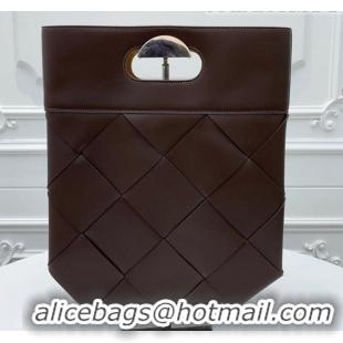 Shop Bottega Veneta Small Cabat Shopping Tote in Maxi Woven Leather BV91020 Brown