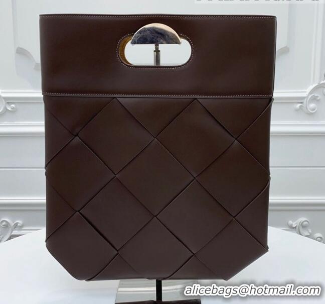 Shop Bottega Veneta Small Cabat Shopping Tote in Maxi Woven Leather BV91020 Brown