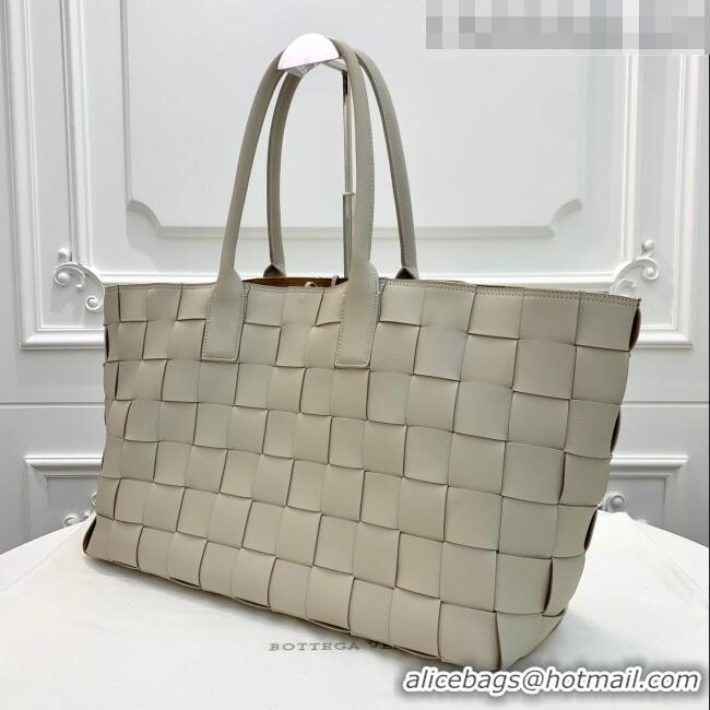 Popular Style Bottega Veneta Medium Tote Bag in Maxi Woven Leather BV01023 White