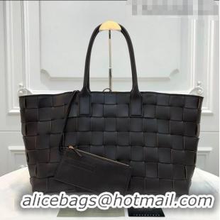 Grade Quality Bottega Veneta Medium Tote Bag in Maxi Woven Leather BV01023 Dark Brown