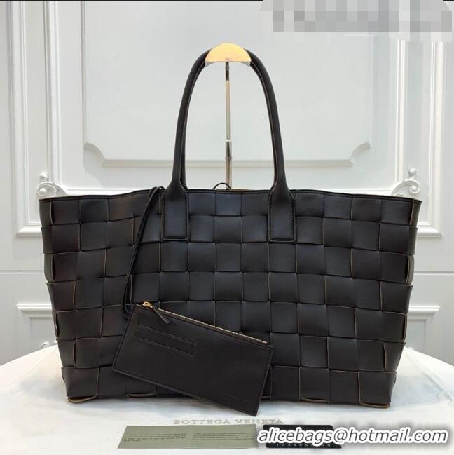 Grade Quality Bottega Veneta Medium Tote Bag in Maxi Woven Leather BV01023 Dark Brown