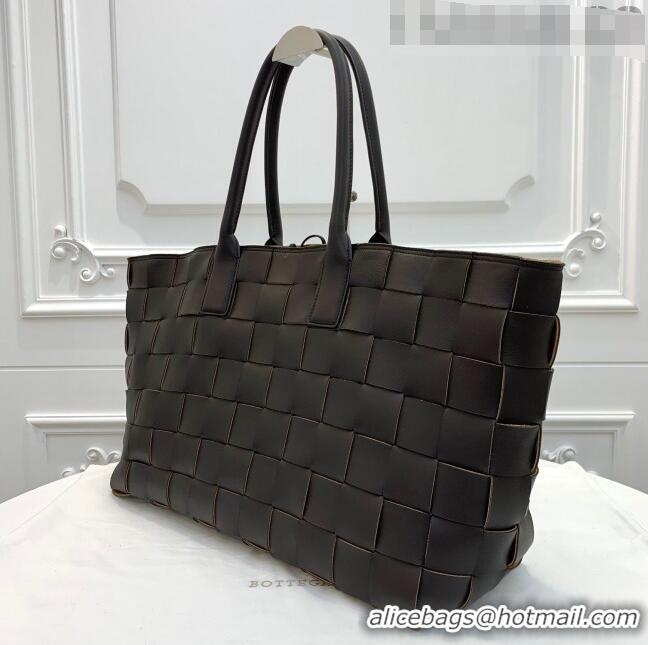 Grade Quality Bottega Veneta Medium Tote Bag in Maxi Woven Leather BV01023 Dark Brown