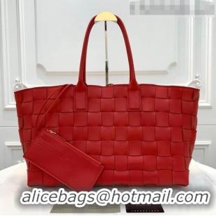 Top Discount Bottega Veneta Medium Tote Bag in Maxi Woven Leather BV01023 Red