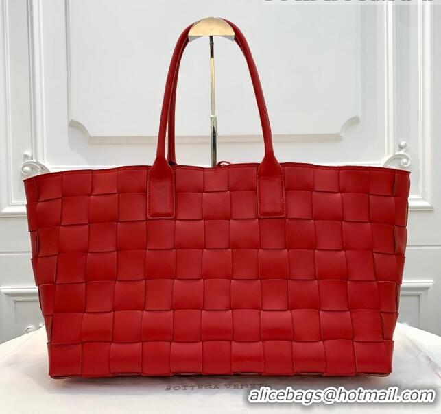 Top Discount Bottega Veneta Medium Tote Bag in Maxi Woven Leather BV01023 Red