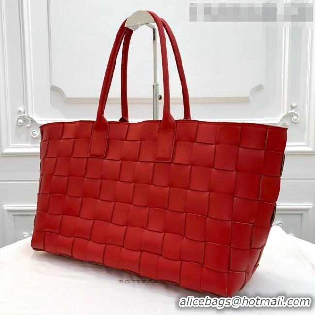 Top Discount Bottega Veneta Medium Tote Bag in Maxi Woven Leather BV01023 Red