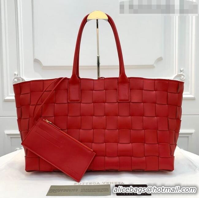 Top Discount Bottega Veneta Medium Tote Bag in Maxi Woven Leather BV01023 Red