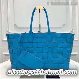 Shop Fashion Bottega Veneta Medium Tote Bag in Maxi Woven Leather BV01023 Blue