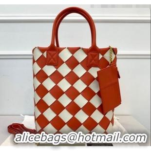 Trendy Design Bottega Veneta Maxi Cabat 30 Tote in Woven Nappa Lambskin BV12603 Orange/White