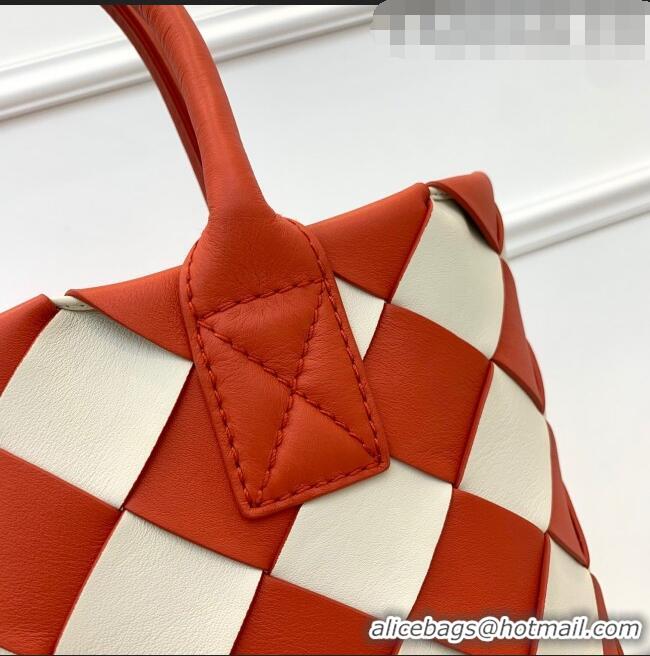 Trendy Design Bottega Veneta Maxi Cabat 30 Tote in Woven Nappa Lambskin BV12603 Orange/White